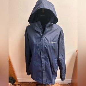 Columbia xl blue unlined zip up hooded rain coat